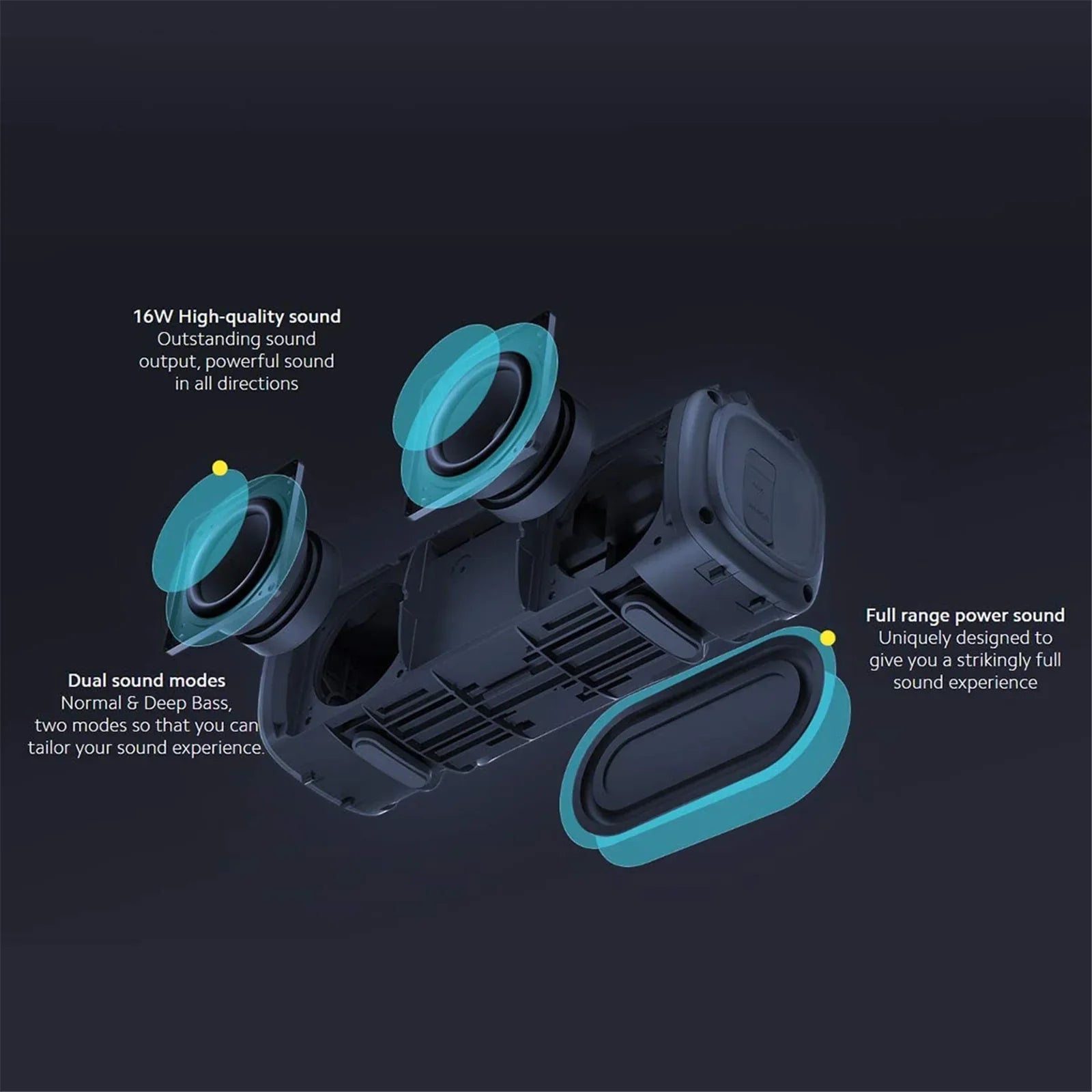Mi Portable Bluetooth Speaker 16W GL - Black - Tashqila Mi Portable Bluetooth Speaker 16W GL - Black - Tashqila
